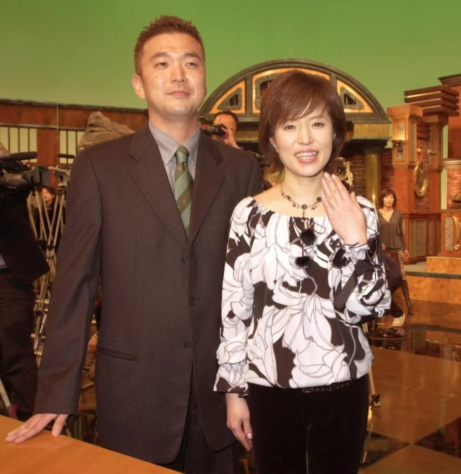 2003年の磯野貴理子と正司宏行の結婚会見