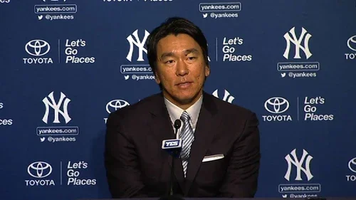 2013年7月28日ヤンキース引退セレモニーの会見に出席した松井秀喜 39歳 MLB公式映像